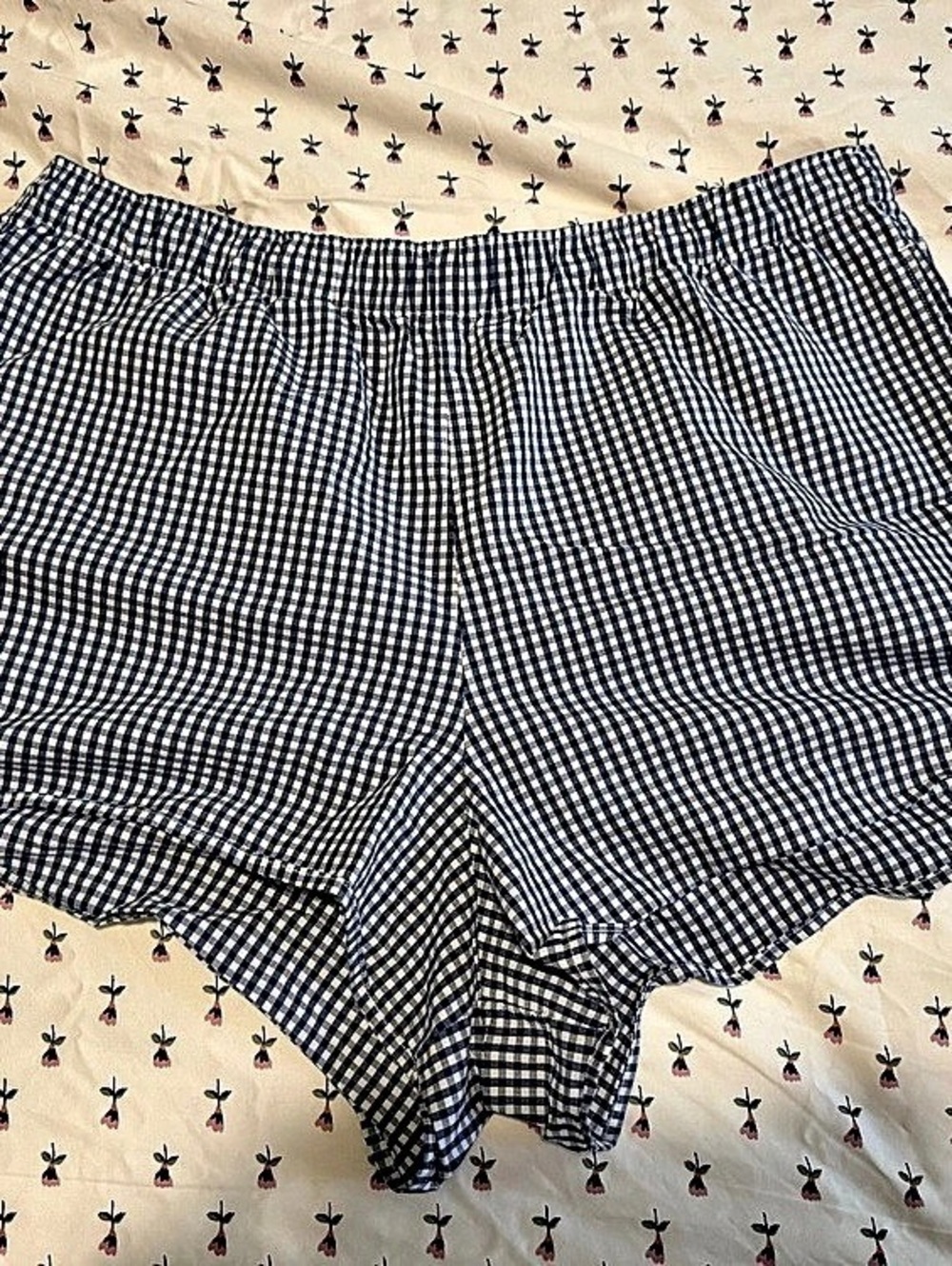 Hollister Sleep Shorts Gingham in Blue & White Size XL